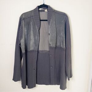 Vintage 90s J. Jill suede leather wool sweater jacket  S women’s button down